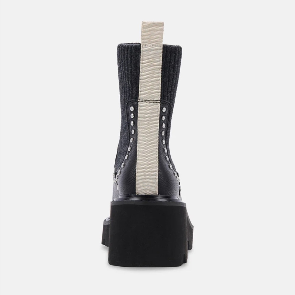 Dolce Vita Stud H2O Boots Black Leather and Knit Chelsea Studded Boot NWT 7.5 - Picture 7 of 9
